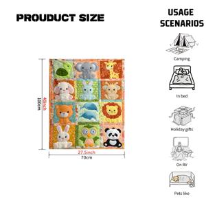 TEMU 1개 동물 패턴 플란넬 담요 부드럽고 가벼우며 따뜻함, 소파 침실 거실 침대 의자에 적합, 가족 및 친구를 위한 이상적인 선물, 캠핑 및 여행용