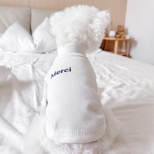 TEMU 귀엽고 부드러운 강아지 옷, 편안한 양발 홈웨어, 레터링 베이스 셔츠, 사계절에 적합한 고양이 및 강아지용 애완 동물 의류