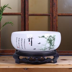 TEMU 1 세트 / 2개, 수경 화분 1개 + 플라스틱 받침대 1개, 중국풍 간편 도자기 세라믹 수경 화분, 연꽃 및 자수정 화분, 거실 및 발코니 장식 및 조경 가드닝 선물 홈 데코