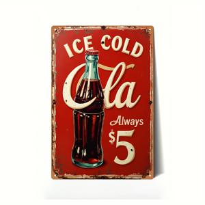 TEMU 2D 플랫 - 2D 레트로 간판 - ICE COLD 콜라 병형 빈티지 벽 장식 (소다 병 디자인) - 바, 차고에 적합하며 남성용 사생활 공간에 이상적 (11가지 다양한 휴일에 사용 가능)