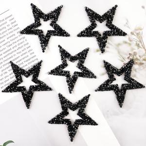 TEMU 6개 묶음의 속이 빈 펜타그램 클래식 내구성 자수 재봉/다리미 부착 패치 스티커 1팩, 고품질 장식 스티커. 휴대폰 케이스, 앨범 커버, 재킷, 바지, 모자, 스카프, 백팩에 적합