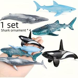 TEMU 1/2세트 오션 시리즈 장식 피규어 세트 - 파란색 상어, 회색 고래, 파란색 고래, 대양상어 | 수족관, 분재 장식, 해양 생물 애호가, 파티 선물, 휴일 장식품에 적합