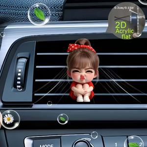 TEMU 2D 평면, 1개 귀여운 소녀 차량 에어벤트 클립 장식 & 방향제 - 무향, 차량 향수용, 아크릴 대시보드 장식 클립 홀더, 무취 벤트 액세서리, 화학물질 없는 차량 내부, 2D 평면