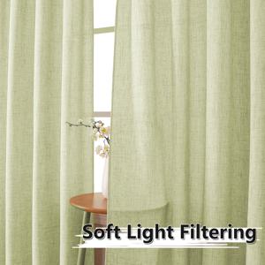 TEMU 침실 창문 장식을 위한 일본 스타일 텍스처 커튼 1개, 마치 그린 색상, 프라이버시 보호 및 반투명한 두꺼운 원단, 거실 사용에 적합