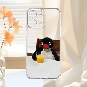TEMU 폰 케이스: 펭귄 오렌지 주스 패턴 투명 폰 케이스, 스타일리시하고 귀여운 내구성, 아이폰 17 17Pro 17ProMax 16Pro 16 15 14 13 12 11 Pro Max MINI PLUS 호환, 친구/커플 생일 선물로 추천
