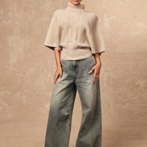 TEMU 터틀넥 반팔 집게소매 허리 묶음 배트윙 슬리브 케이프 | 텍스처 여성 스웨터, 고급스러운 프로미 모임 파티 연회, 소박한 올드 머니 코, 글리터 파티, 레이브 페스티벌, 야외 풍성한 레이어 웨딩 시즌, 크리스마스 새해