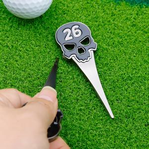 TEMU 1개 - 무료 골프 디봇 수리 도구 (스컬 26 디자인) - 남녀 공용, 골프 코스 필수 액세서리, 골퍼를 위한 디봇 픽서 선물, 골프 훈련 보조 도구 생일 선물 (조작 불필요)