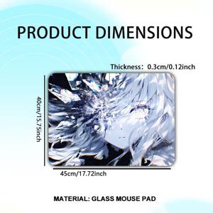 TEMU 애니메이션 스타일 유리 소재 게이밍 마우스 패드, 무한한 내구성 - 99.9% 투명 유리 + 스크래치 방지 나노 코팅 - 제로 접지, 초고속 매트 강화 유리 표면으로 정밀성과 속도를 향상