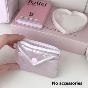 TEMU 리본 지갑, 2단 방진 보관 카드 홀더, 립스틱 파우치, 무선 이어폰 케이스, 휴대용 지퍼 행잉 가방