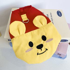 TEMU 귀여운 빨간색과 노란색 곰돌이 애완동물 조끼 1개, 고양이와 강아지에게 적합, 봄과 여름에 가볍고 편안하며 리드줄과 함께 사용 가능