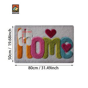 TEMU 1개 미끄럼 방지 욕실용 매트 - 초미세 섬유 부드러운 직사각형, 귀여운 사랑 & 홈 하트 패턴, 욕실, 침실, 장식용