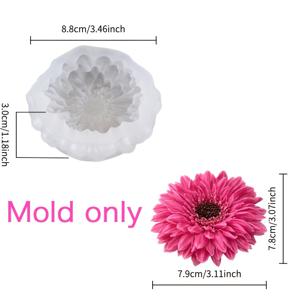 TEMU 레진 주형 - 입체 제라베라 데이지 실리콘 몰드, DIY 캔들 석고 레진 장식 몰드, 핸드메이드 에폭시 레진 데스크탑 장식품, 기념품, 생일 선물, 발렌타인데이 선물 제작 도구, 신선한 플로럴 스타일 홈 데코 몰드, 플라워 아트 애호가를 위한 필수품. 실리콘 몰드만 (완제품 미포함)