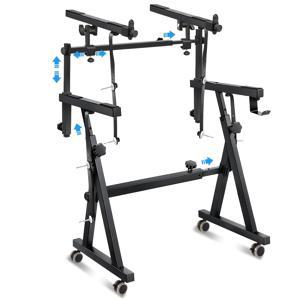 TEMU 듀얼 피아노 키보드 스탠드, 2단 헤비듀티 Z형 스탠드, 신디사이저 디지털 키보드용 조절식 휴대용 키보드 피아노 스탠드 - 54, 61, 88건반 전자 키보드 디지털 피아노에 적합