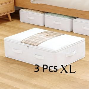 TEMU 3개 대형 수납 정리 가방 - 투명 창이 있는 튼튼한 부직포 소재, 다층 의류 수납 정리함 (옷장, 침대 밑, 여행용) - 공간 절약형 수직 수납 (여성 패션, 침실, 가정용) - 우아한 모던 디자인