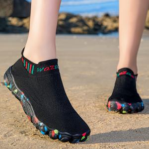 TEMU WAZIXIE 남녀 공용 여름 워터 슈즈, 통기성 슬립온 기하학 패턴, 속건성 원단, EVA 밑창, 사계절 야외 해변, 수영, 요가, 하이킹, 등반, 로프 점핑, 미끄럼 방지, 편안함, 와이드 핏