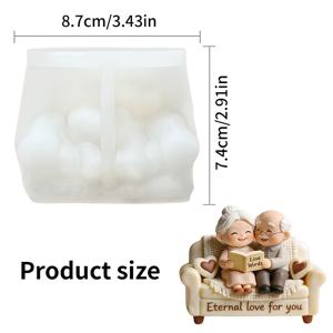 TEMU 노인 조부모 커플 몰드 - DIY 양초, 레진 공예 및 석고 장식품에 적합한 정밀 실리콘 탈형용 | 노인 및 소파에서 책 읽기 | 아로마테라피 왁스, 에폭시 수지, 석고 인형 선물용 불규칙한 모양