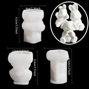 TEMU ElastoC 토끼 실리콘 몰드 3종 세트 - 탈착이 쉬운 귀여운 토끼 포즈(하트, 엄지척, 포즈) 재사용 가능한 수지 몰드 | 에폭시/석고/클레이 공예용 | DIY 미니 피규어, 부활절/크리스마스 장식, 성인용 선물