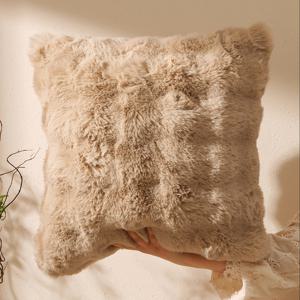 TEMU 1개 울트라 소프트 인조 토끼 모피 베개 커버 - 플러시 스타일 기하학 패턴, 지퍼 클로저, 손세탁 전용, 거실, 소파 또는 차량 장식에 완벽 (삽입물 없음), 아늑한 홈 액센트 | 고급스러운 느낌의 원단 | 폴리에스터 커버