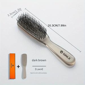 TEMU 매직 레이어드 헤어 콤 - 젖은/건조 사용 가능, 건강한 모발을 위한 두피 마사지, 나일론 브리슬, ABS 핸들, 여성용 푹신한 스타일링 브러쉬