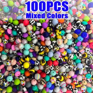 TEMU 50/100개 실리콘 비즈 자도 실리콘 비즈 원형 실리콘 비즈 멀티 컬러 혼합 실리콘 조합 비즈 팔찌 주얼리 휴대폰 펜던트 키체인