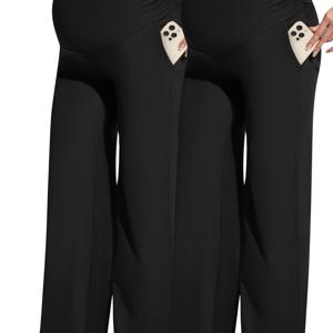 TEMU 아기엄마용 기본 레그 팬츠, 양쪽 포켓 포함, 2벌 세트 판매