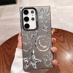 TEMU 휴대폰 케이스 - 메르큐리 스마일 플라워 패턴 디자인, 삼성 갤럭시 S25ULTRA, S24PLUS, S23FE, S21PRO, S22, S20+, A03S, A05S, A14, A31, A53, A34, A10, A04E, M04, A33, A35, A55, A72, A71, A70, A22, A16, A06, A20S 호환