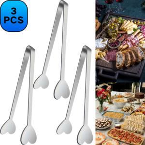 TEMU 3/5/7개 미니 집게, 스테인리스 스틸 소형 집게 4.9인치 하트형 서빙 집게, 요리, , 얼음, 과일, 캔디 집게, 델리 플래터 집게, 식기세척기 안전, 내구성 있는 커틀러리, 반짝이는 실버색