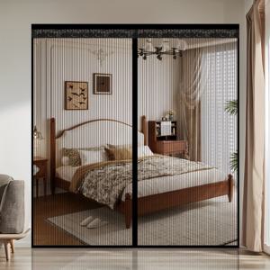 TEMU 초대형 블랙 자석 모기장 도어 커튼, 여름용 방충 통기성 메쉬 도어, 자동 닫히는 스크린, 홈, 침실, 발코니, 주방, 가정용 장식, 방충 통기성 메쉬 도어