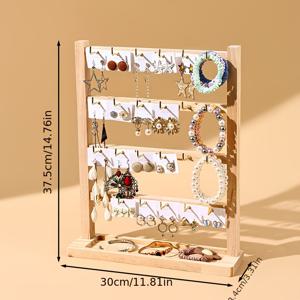 TEMU 홈 데코 천연 나무 귀걸이 후크 랙, 주얼리 타워