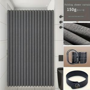 TEMU 모던 접이식 샤워 커튼 - 폴리에스터, 세로 디자인, 간편한 걸이 및 묶기, 욕실 사생활 및 홈 데코에 이상적, 욕실 사생활 솔루션 | 모던 샤워 커튼 | 내구성 좋은 샤워 커튼, 욕실 파티션 커튼
