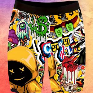 TEMU 남성용 디지털 프린팅, 부드럽고 피부 친화적인, 속건성 및 통기성, 탄성 원단으로 제작된 혁신적인 롱 드로즈 팬티 1개입. 스포츠, 레저 및 사이클링에 적합합니다.