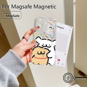 TEMU 라인 퍼피 아이폰 16 15 14 13 12 11 프로 맥스 미니 XR XS X 7 8 플러스 투명 자석 충격방지 소프트 TPU 케이스