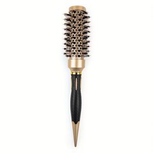 TEMU 골든 포인티드 테일 알루미늄 튜브 세라믹 롤링 콤프, 풍성한 컬리 헤어 브러시 열에 강한 에어 스타일링 빗
