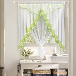 TEMU 1개 WPKIRA 소형 프레시 3겹 시스루 커튼 - 꽃무늬 보일 창문 드레이프, 로드 포켓 포함, 거실용 100% 폴리에스터 빛 차단 및 프라이버시 커튼, 문 패널 & 홈 데코, 우아한 러스틱 컨트리 스타일, 장식용 창문 커튼, 세밀한 제작, 레이어드 커튼, 섬세한 공예, 실내 디자인가용