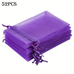 TEMU 52개 흰색 보라색 털실 선물 가방, 다기능 보관 가방, 주얼리 보관 가방, 3가지 사이즈 선택 가능, 사탕, 주얼리, 결혼식, 생일 파티 선물 포장 가방