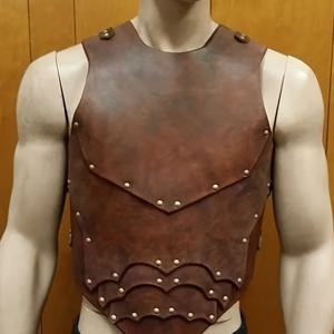 TEMU 중세 스타일 조절 가능한 인조 가죽 가슴 갑옷 (어깨 패드 포함) - 메탈 리벳 장식이 특징인 빈티지 기사 디자인, 축제, 코스프레, 테마 파티에 적합 - 남성 패션 액세서리