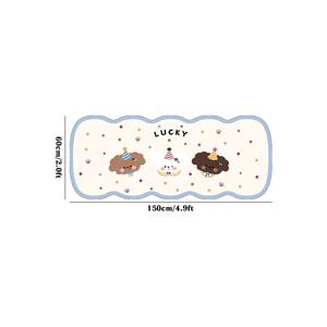 TEMU 10mm 두께의 고급 인조 캐시미어 모조털, 점박이 플라스틱 뒷면, 1개 비정형 거실 카펫, 한국 스타일, INS 큐트 스타일 침실 푹신한 침대 옆 러그, 창의적인 줄무늬 강아지 프린트 집 장식, 커피 테이블 소파 바닥 매트