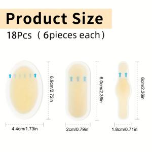 TEMU 18개입 워터 젤 발뒤꿈치 물집 방지 패드 - 3가지 모양, 발 뒤꿈치 & 발가락용 방수 접착식 | 하이힐 호환/유연한 발뒤꿈치 보호대 및 신발 깔창