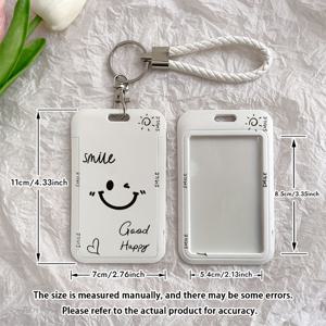 TEMU 2D 마일 스마일링 페이스 플라스틱 ID/버스/식사 카드 홀더 - 마일 브랜드의 귀여운 얼굴, 내구성 있는 보호 기능, 사무실, 대중교통, 구내식당 출입에 적합 - 팬을 위한 이상적인 선물