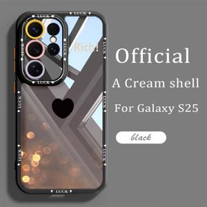 TEMU 삼성 갤럭시 S25 울트라 / S25 플러스 / S25 / S24 울트라 / S24 FE / S24 플러스 / S24 / S23 울트라 / S23 FE / S23 플러스 / S23용 블랙 하트형 폰케이스, 크림색 케이스, 새로운 디자인, 스타일리시하고 독특한 하트형, 커플 친화적, 남녀 공용, 고화질 투명, 충격 및 스크래치 방지 고품질 폰케이스