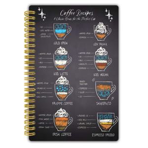 TEMU 커피 레시피 수첩 - 사진과 단계별 가이드, 측정표가 포함된 50 페이지 무일자 바리스타 저널 (5.5x8.3인치), 이중면 요리책으로 홈 & 전문 바리스타를 위한 커피음료 조직화기 (라떼, 카푸치노, )