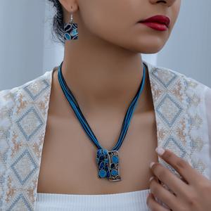 TEMU 1쌍 귀걸이 + 1개 목걸이, 스타일 오일 드롭 홀로우 펜던트 로프 브레이드 여성 목걸이와 귀걸이, 휴가, 파티, 데일리 웨어에 적합