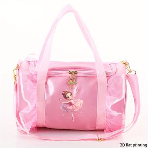 TEMU 조절 가능한 숄더 스트랩, 레이스 크로스바디 디자인, 안감, 지퍼 포켓이 특징인 댄스 테마 핸드백입니다. 댄스, 요가, 여행에 적합하며, 2D 플랫 프린팅이 돋보이는 튼튼한 캐주얼 스타일의 가방입니다.