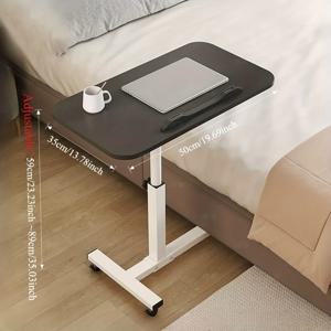 TEMU 회전 바퀴가 있는 조절식 롤링 침대 옆 테이블 - 튼튼한 메탈 프레임, 공간 절약형 현대적인 디자인 (병원 침대, 소파, 카우치용)