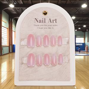 TEMU 착용형 10개, 사이즈 포함, Ins 심플 핑크 구아바 네일 아트, 폴카 도트 그라데이션 숏 오벌 네일 아트, DIY 매칭, 스위트 앤 쿨 커버리지, 축제 분위기, 누름식 인조손톱 카테고리에 적합