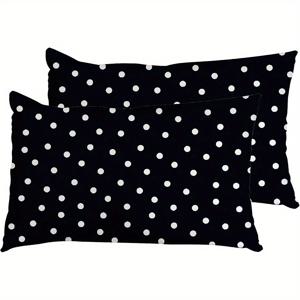 TEMU 2개 세트 블랙 도트 베개커버 - 시크한 룩, 주름 방지, 변색 방지, 사계절 사용 가능, 단면 프린팅, 쿠션 커버 (베개솜 미포함)