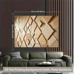TEMU 2D 플랫, 1개 대형 베이지 & 브라운 기하학적 나무 판자 벽 텍스처 배경 배너 - 결혼식, 파티, 사진 촬영용 내구성 | 모던 베이지 & 브라운 우드 그레인 디자인, 실내/외부 장식용 쉬운 설치, 전기 불필요, 베이지 브라운 화이트 골든 톤, 3D 기하학적 나무 판자 아트와 2D 평면 인쇄, 사진, 라이브 스트리밍, 이벤트 장식에 적합