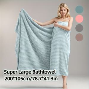 TEMU 200*105cm의 오버사이즈 고급 목욕 타월 1개입. 모던한 디자인, 뛰어난 흡수력, 부드러움, 빠른 건조 특징. 가정, 호텔, RV 여행, 야외 활동, 스파 등 다양한 환경에 적합합니다.
