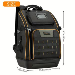 TEMU WINHUNT 헤비듀티 공구 백팩 - 몰드 공구 프로 오거나이저 포함, 대용량 전기 기술자 및 공구 가방, 드릴/해머/게이지 수납공간, 플라이어 홀더, 견고한 백팩, 전문가용 DIY 및 직업인용