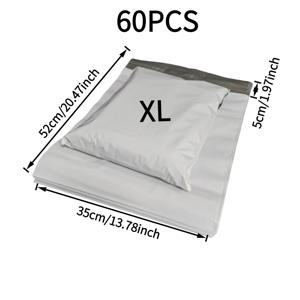 TEMU 60개 흰색 택배 봉투, 우편 봉투 - 매우 튼튼하고 PE 재질로 제작, 자체 밀봉, 5가지 사이즈로 제공되어 대형 물품, 의류 포장, 상업용 택배 봉투 및 우편 운송 봉투에 적합